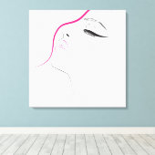 Minimalistische zwarte witte en roze Vrouwen Wimpe Canvas Afdruk (Insitu (Houten vloer))