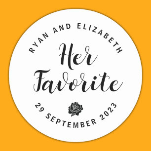 Minimalistische zwarte & witte favorietlabels voor ronde sticker