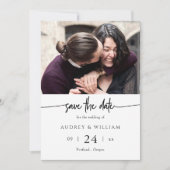 Minimalistische Zwarte Witte Foto Bruiloft Save The Date (Voorkant)