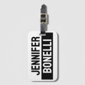 Minimalistische Zwarte & Witte Gewone Elegante Mod Bagagelabel (Voorkant (verticaal))
