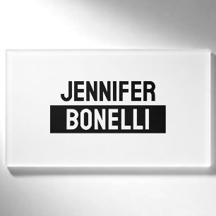 Minimalistische Zwarte & Witte Gewone Elegante Mod Naambadge