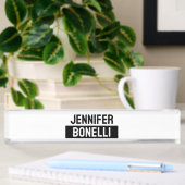 Minimalistische Zwarte & Witte Gewone Elegante Mod Naambordje
