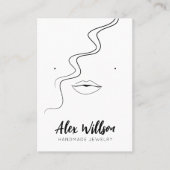 Minimalistische Zwarte Witte Golvende Haar Sierade Visitekaartje (Voorkant)