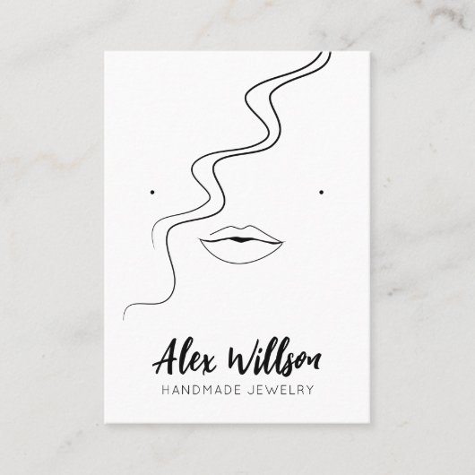 Minimalistische Zwarte Witte Golvende Haar Sierade Visitekaartje (Voorkant)