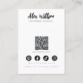 Minimalistische Zwarte Witte Golvende Haar Sierade Visitekaartje (Achterkant)