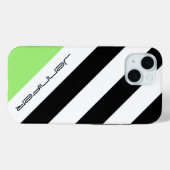 Minimalistische zwarte, witte, groene streep, naam Case-Mate iPhone case (Achterkant (horizontaal))