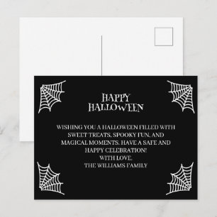 Minimalistische zwarte witte Happy Halloween kaart