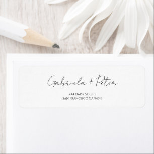 Minimalistische Zwarte & Witte Huwelijks Retouradr Etiket