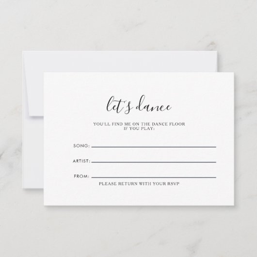 Minimalistische Zwarte Witte Huwelijkslied Verzoek RSVP Kaartje (Voorkant)