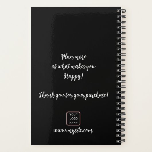 Minimalistische zwarte witte Initialen LOGO 2023 Planner (Achterkant)