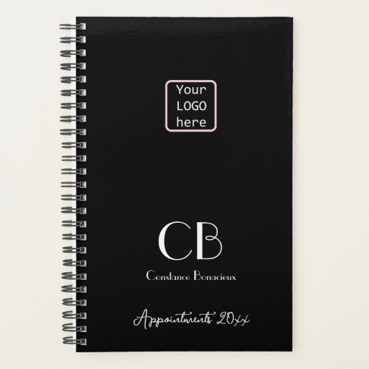 Minimalistische zwarte witte Initialen LOGO 2023 Planner (Voorkant)