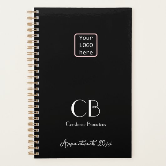 Minimalistische zwarte witte Initialen LOGO 2023 Planner (Voorkant)