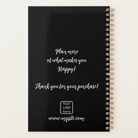 Minimalistische zwarte witte Initialen LOGO 2023 Planner (Achterkant)