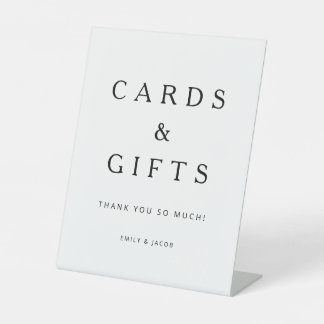 Minimalistische Zwarte & Witte Kaarten En Cadeaus Reclamebord Met Voetstuk