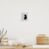 Minimalistische Zwarte & Witte Kat Kunst voor Thui Poster (Keuken)
