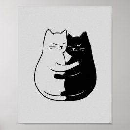 Minimalistische Zwarte & Witte Kat Kunst voor Thui Poster