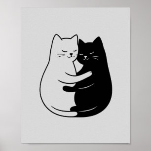 Minimalistische Zwarte & Witte Kat Kunst voor Thui Poster