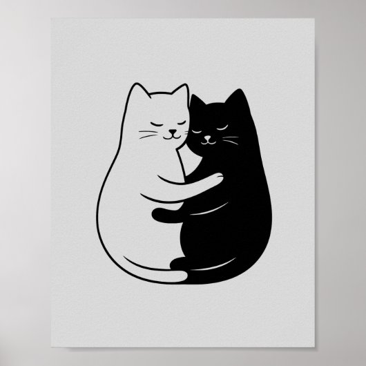 Minimalistische Zwarte & Witte Kat Kunst voor Thui Poster (Voorkant)