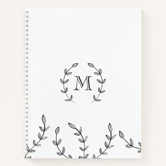 Minimalistische zwarte & witte krans - Aangepaste Notitieboek (Voorkant)