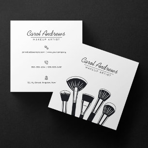 Minimalistische Zwarte, Witte Make-up Artiest Wimp Vierkante Visitekaartje