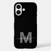 Minimalistische Zwarte Witte Moderne Naam Initiaal Case-Mate iPhone Case (Achterkant)