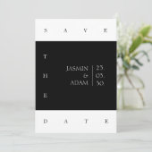 Minimalistische Zwarte Witte Moderne Typografie Hu Save The Date (Staand voorkant)