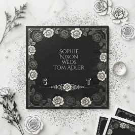 Minimalistische Zwarte Witte Monochrome Rozen Bloe Servet