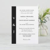 Minimalistische Zwarte Witte Monogram Kaart (Staand voorkant)
