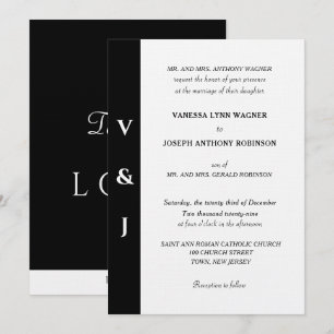 Minimalistische Zwarte Witte Monogram Kaart