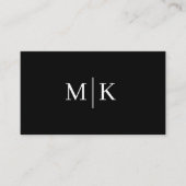 Minimalistische zwarte witte monogram sociale medi visitekaartje (Voorkant)