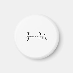 Minimalistische zwarte & witte monogram trouw magneet