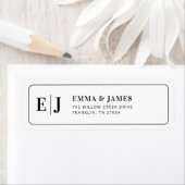 Minimalistische zwarte & witte monogram trouwset etiket (Insitu)