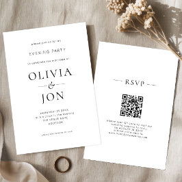 Minimalistische Zwarte Witte QR Code Trouwavond Kaart
