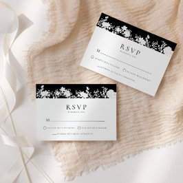 Minimalistische Zwarte | Witte RSVP Bijlagekaart Kaart
