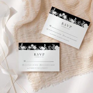 Minimalistische Zwarte Witte RSVP Bijlagekaart Kaart