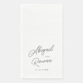 Minimalistische Zwarte Witte Script Bruiloft Servet