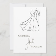Minimalistische Zwarte Witte Script Formele Trouwd