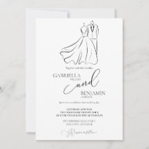 Minimalistische Zwarte Witte Script Formele Trouwd
