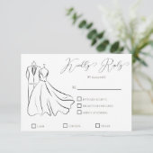Minimalistische Zwarte Witte Script Formele Trouwd RSVP Kaartje (Staand voorkant)