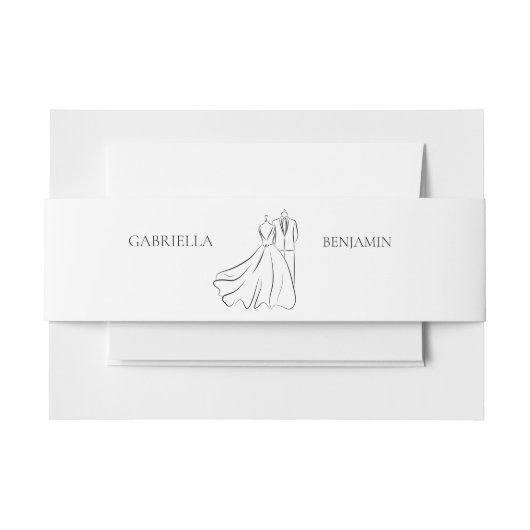 Minimalistische Zwarte Witte Script Formele Trouwd Uitnodigingen Wikkel (Voorkant Voorbeeld)