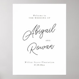 Minimalistische zwarte witte script huwelijks welk poster