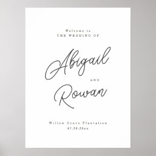 Minimalistische zwarte witte script huwelijks welk poster