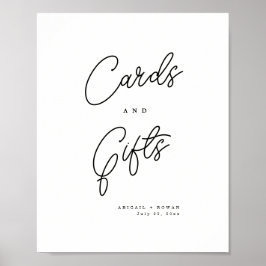 Minimalistische Zwarte Witte Script Kaarten En Cad Poster