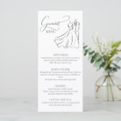 Minimalistische Zwarte Witte Script Trouw Gourmet  Menu (Staand voorkant)