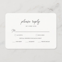 Minimalistische Zwarte Witte Script Trouw RSVP Kaa Informatiekaartje