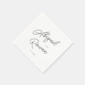 Minimalistische zwarte witte script trouw servette servet (Hoek)