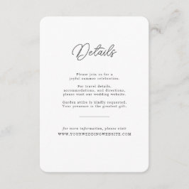 Minimalistische Zwarte Witte Script Trouwdetailska Informatiekaartje