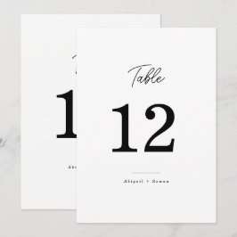 Minimalistische Zwarte Witte Script Trouwtafel Num Kaart