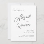 Minimalistische zwarte witte script trouwuitnodigi kaart (Voorkant)
