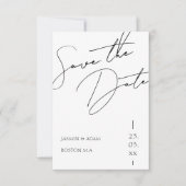 Minimalistische Zwarte Witte Script Typografie Tro Save The Date (Voorkant)